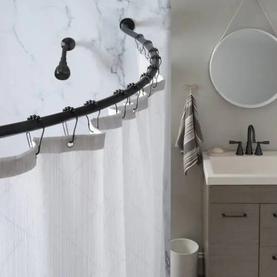Bath Bliss Matte Black Curved Shower Rod {3}