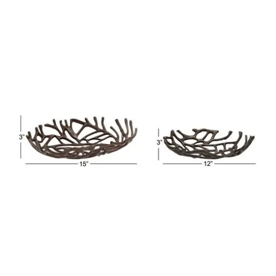 Set of 2" Black Aluminum Coastal Tray, 15", 12" {9}