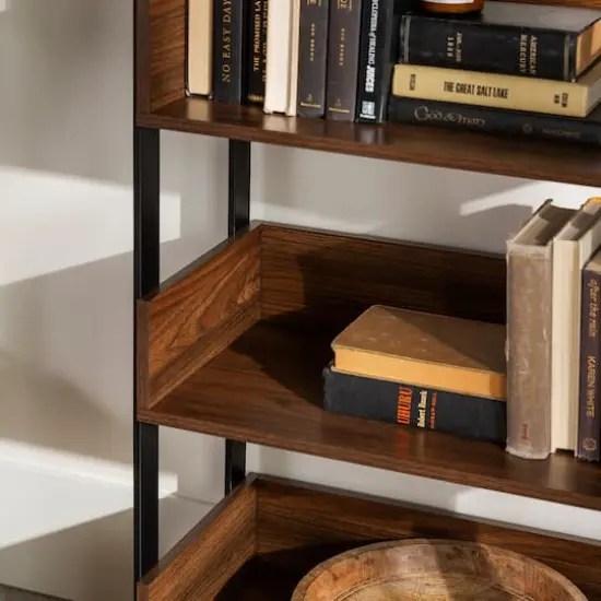 Walker Edison 64" Dark Walnut 5-Shelf Bookshelf {5}