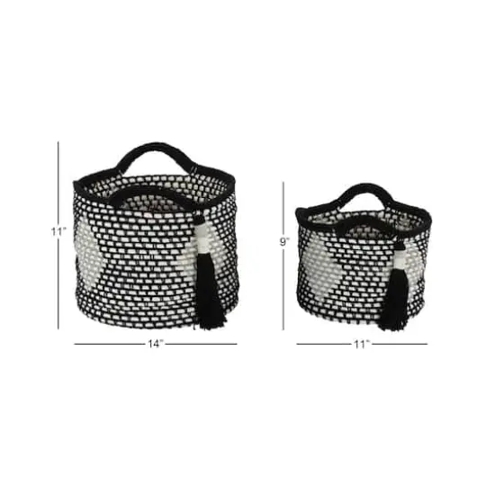 Black Polyester Traditional Storage Basket Set {7}