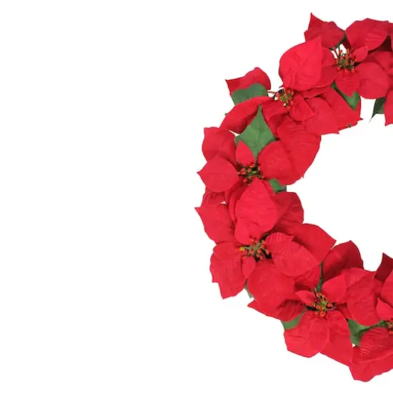 24" Red Poinsettia Flower Wreath {6}