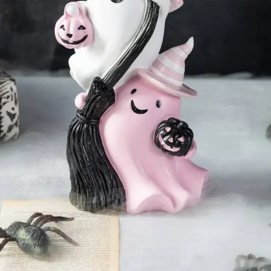 Glitzhome&reg; 13"H Pink Halloween Polyresin Stacked Ghost Table Decor {6}