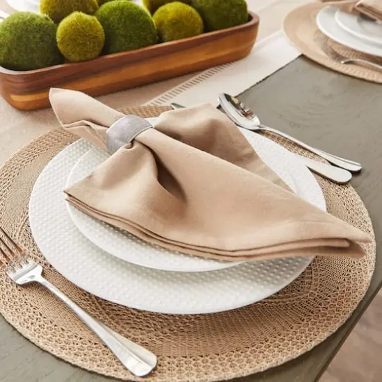 DII&reg; Woven Round Placemats, 6ct. Stone {5}