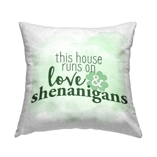 Stupell Industries This House Love & Shenanigans Shamrock, This House Love & Shenanigans Shamrock Outdoor Printed Pillow {1}