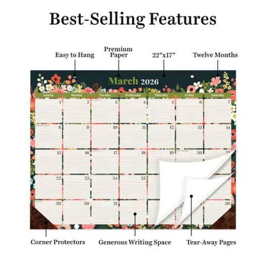 2026 Bountiful Blooms Large Desk Pad Monthly Blotter Calendar {4}