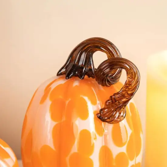 Glitzhome&reg; Orange Glass Pumpkin & Gourd Set {5}