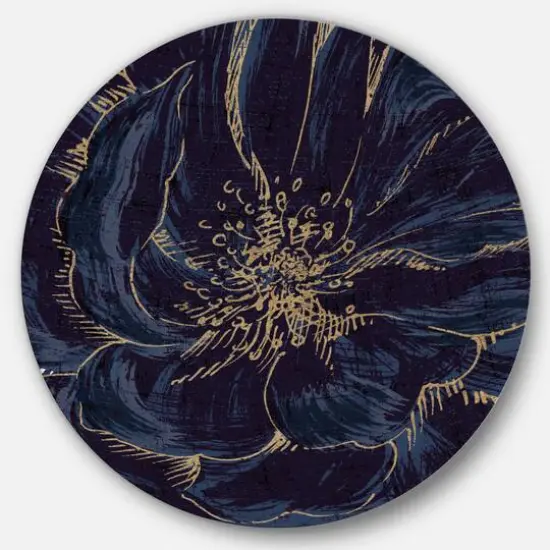 Designart - Dark Rose Gilded Gold - Shabby Chic Metal Circle Wall Art {2}