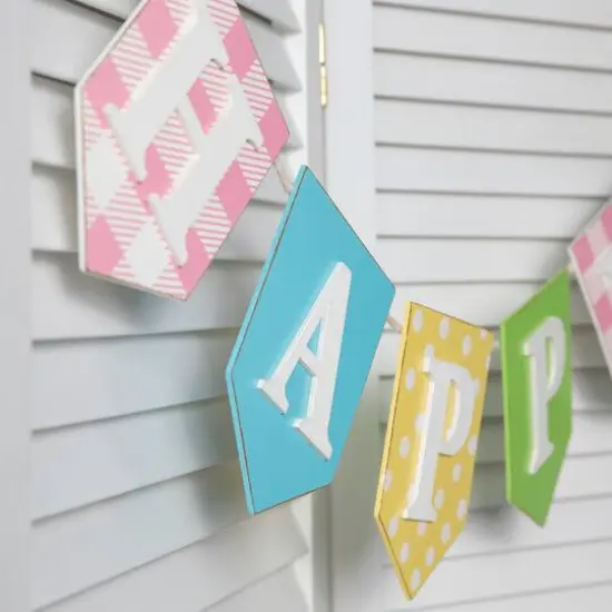 Glitzhome&reg; 6.5ft. Wooden Happy Easter Garland {5}