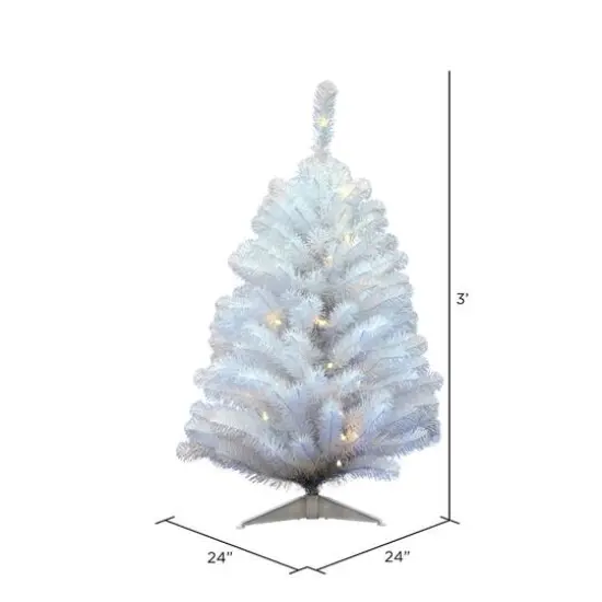 3ft. Pre-Lit Crystal White Spruce Artificial Christmas Tree, Warm White LED Lights {5}