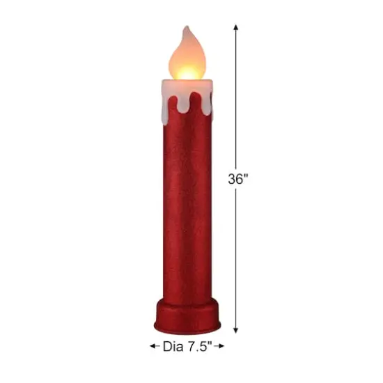 Mr. Christmas 36" Red Glittery Blow Mold Candle {4}