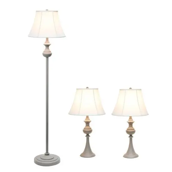 Lalia Home Gray Traditional Table and floor Lamp Set {3}