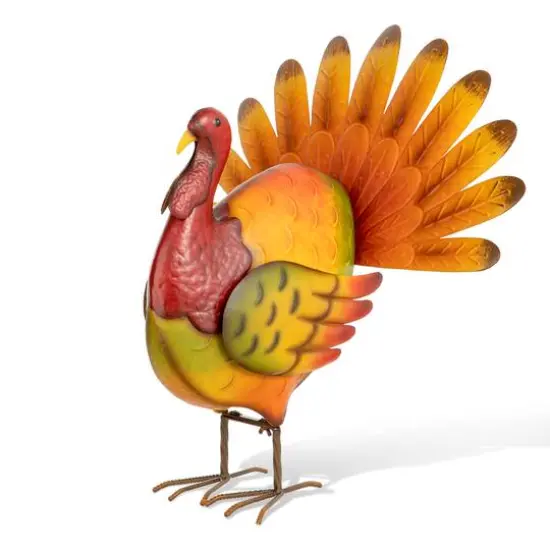 Glitzhome&reg; 21.5" Thanksgiving Metal Turkey Porch D&eacute;cor {1}