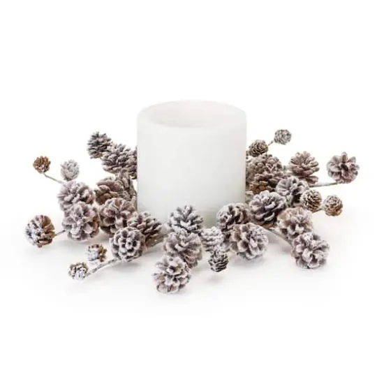16.25" Flocked Pinecone Candle Ring, 2ct. {3}