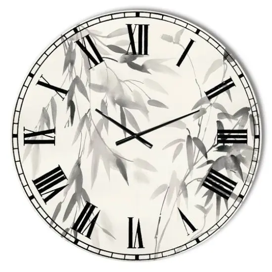Designart 'Bamboo Leaves Ii Farmhouse Wall Clock {1}