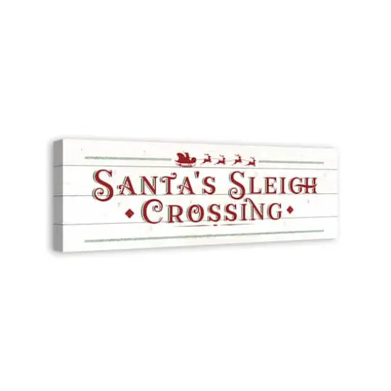 Santas Sleigh Crossing Wood 36x12 Canvas Wall Art {3}