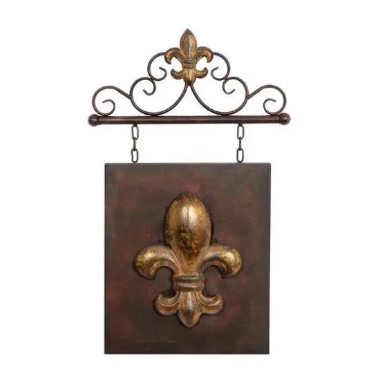 Bronze Metal Fleur de Lis Wall Decoration {1}