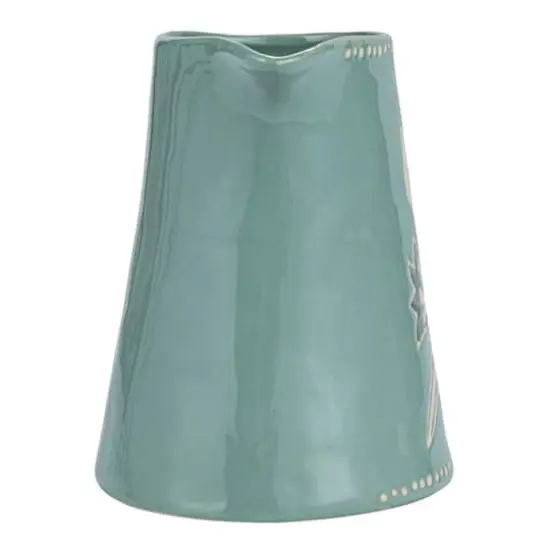 Hello Honey&reg; 8" Blue Hand-Painted Wax Relief Pattern Stoneware Pitcher {8}