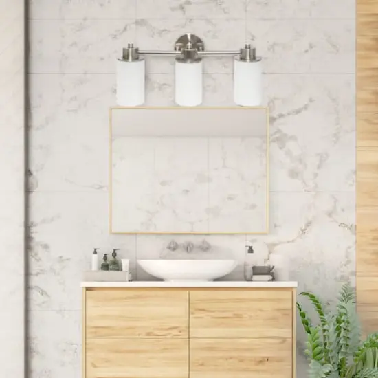 Lalia Home Essentix 3-Light White Shade Vanity Brushed Nickel {5}