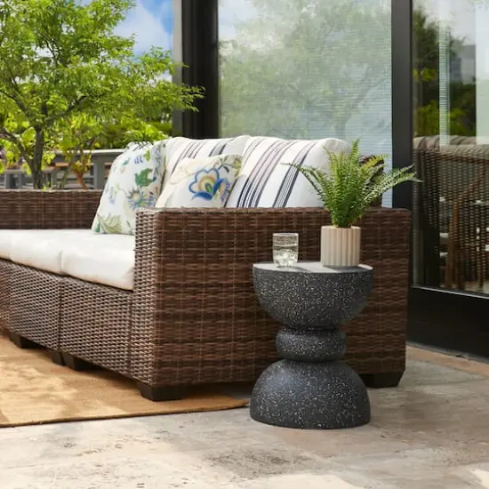 Glitzhome&reg; 17.5" Multifunctional Faux Terrazzo Garden Stool {5}