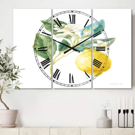 Designart 'Floursack Lemon I Farmhouse Multipanel Wall Clock {3}