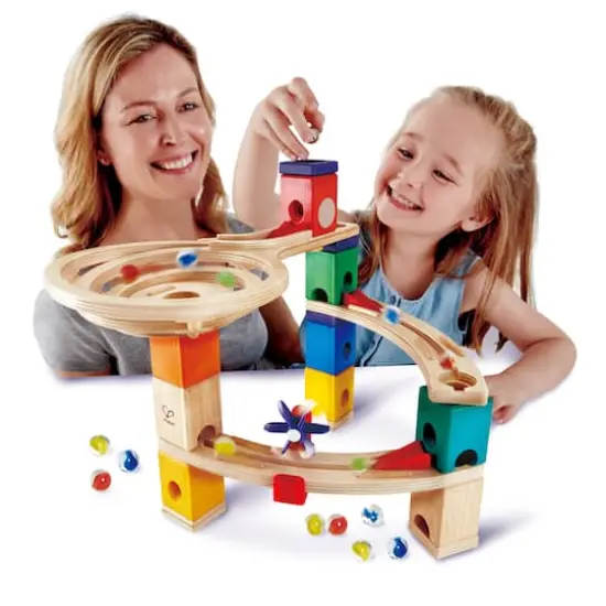 Hape Quadrilla Wooden Marble Run Construction Race To The Finish Set {3}