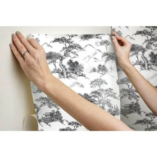 RoomMates Oriental Toile Peel & Stick Wallpaper Black and White {11}
