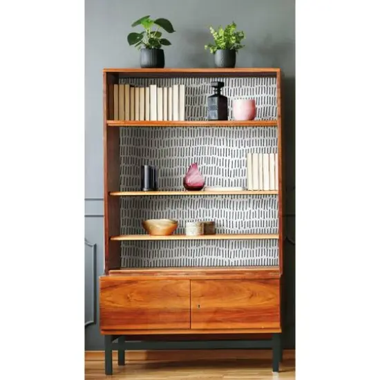 RoomMates Tick Marks Peel & Stick Wallpaper Blue and White {7}