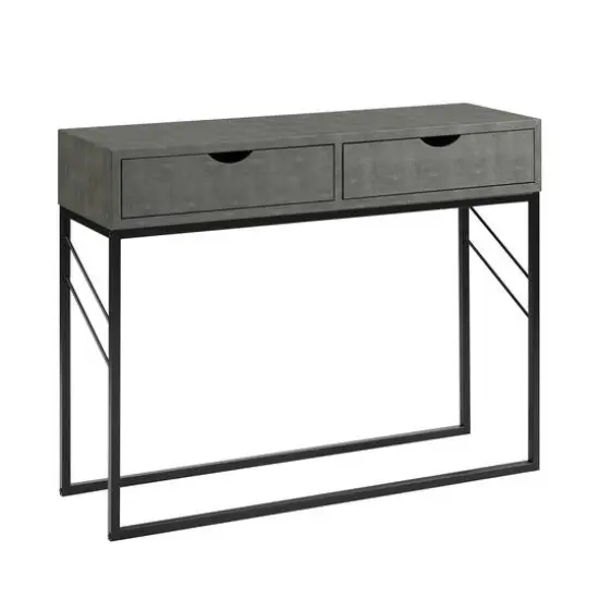 Walker Edison Gray 2-Drawer Faux Shagreen Entry Table {1}
