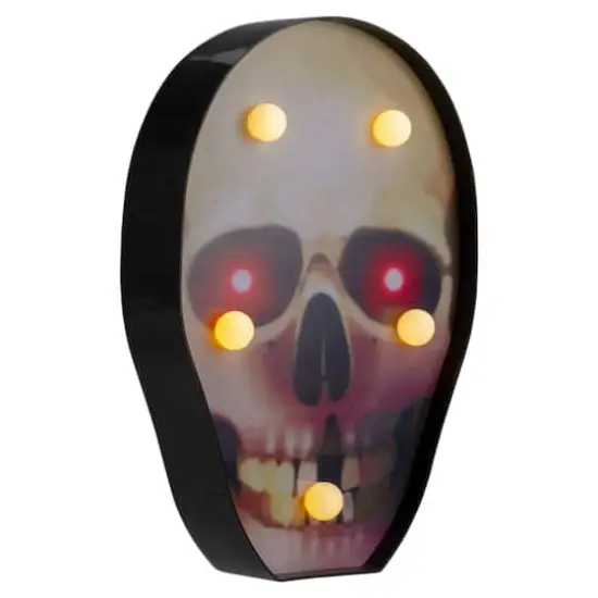 7" Lighted Black & Red Skull Halloween Decoration {4}