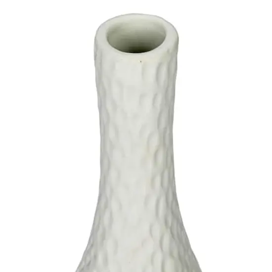 Hello Honey&reg; 12.5" White Debossed Stoneware Bisque Table Lamp with Inline Switch {7}