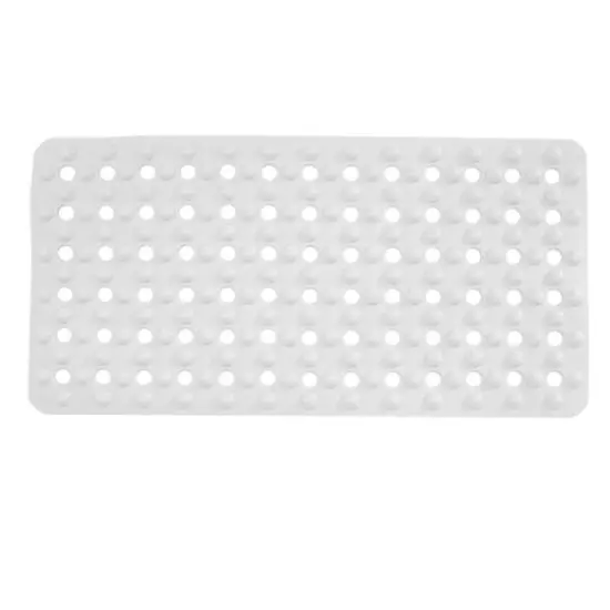 White Non-Slip Bubble Texture Bath Mat {6}