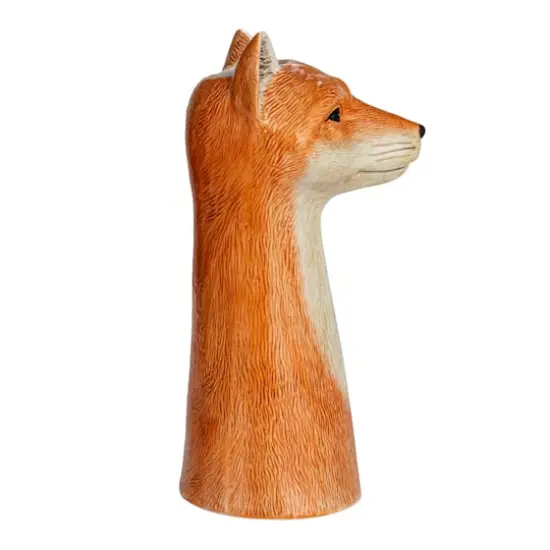 Hello Honey&reg; 11" Orange Hand-Painted Decorative Stoneware Fox Vase {12}