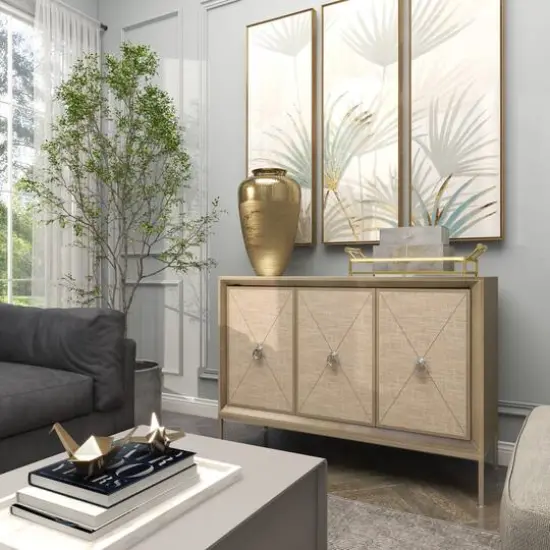 20" Gold Aluminum Brushed Vase with Hammered Top {14}