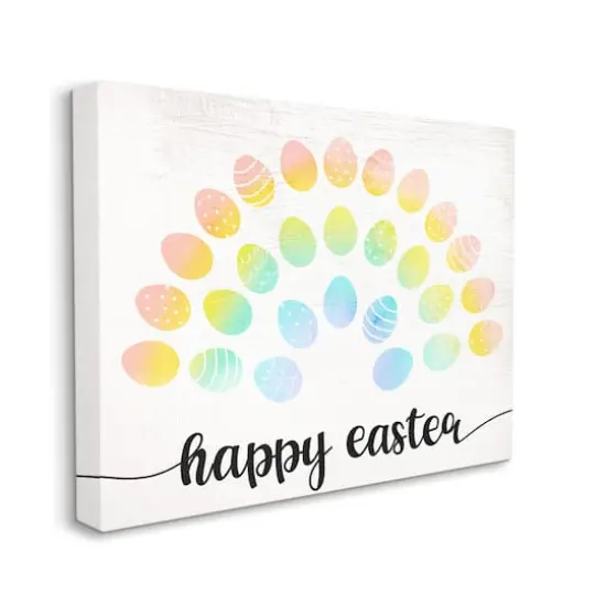 Stupell Industries Happy Easter Phrase Patterned Egg Rainbow Canvas Wall Art {4}