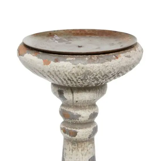 White Wood Vintage Candle Holder Set {7}