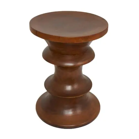 22" Brown Wood Geometric Accent Table {3}
