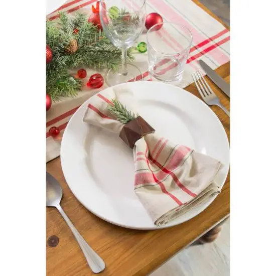 DII&reg; French Stripe Cloth Dinner Napkins, 6ct. Taupe/Red {5}