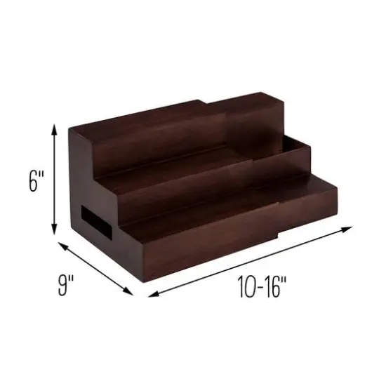 Walnut Expandable Bamboo Tiered Spice Rack {10}