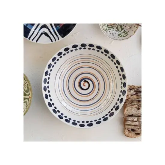 Hello Honey&reg; 14.75" Round Hand-Painted Stoneware Serving Bowl with Design {4}