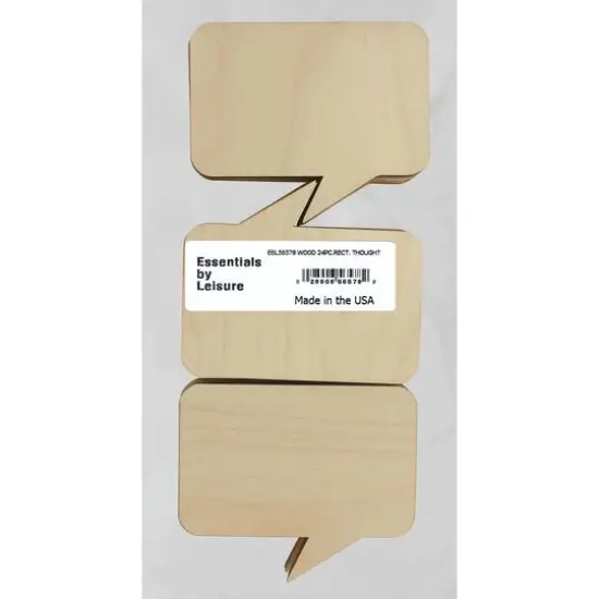 Essentials by Leisure Arts 24 Pack 3.75" x 3.13" Rectangle Thought Bubble Flat Wood Shape {1}