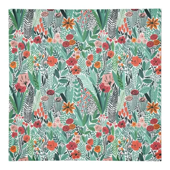 Lush Floral Pattern 10" x 10" Cotton Twill Napkin {1}