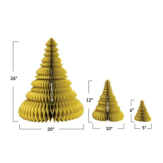 Hello Honey&reg; Chartreuse Glitter Handmade Recycled Paper Folding Honeycomb Trees Set {5}