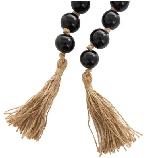 4ft. Glass Handmade Round Beaded Garland with Tassel Black {8}