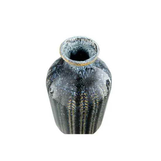 Hello Honey&reg; Embossed Stoneware Vase with Reactive Glaze Finish Set {6}