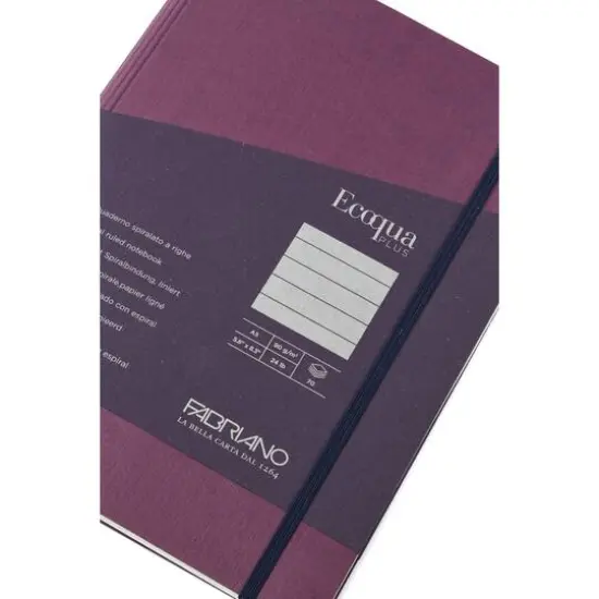 Fabriano® EcoQua Plus A5 Lined Hidden Spiral-Bound Notebook Wine {6}