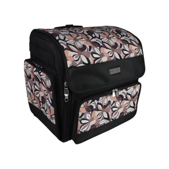 Everything Mary Brown Floral Deluxe Collapsible Rolling Craft Bag {1}