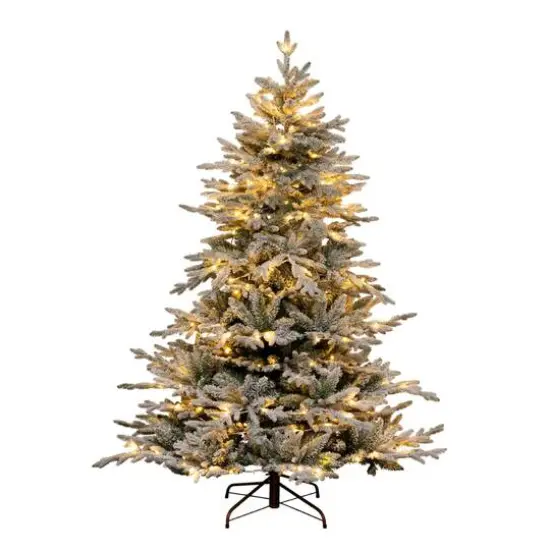 6ft. Pre-Lit Fraser Fir Flocked Artificial Christmas Tree with Instant, Warm White LED Lights {4}