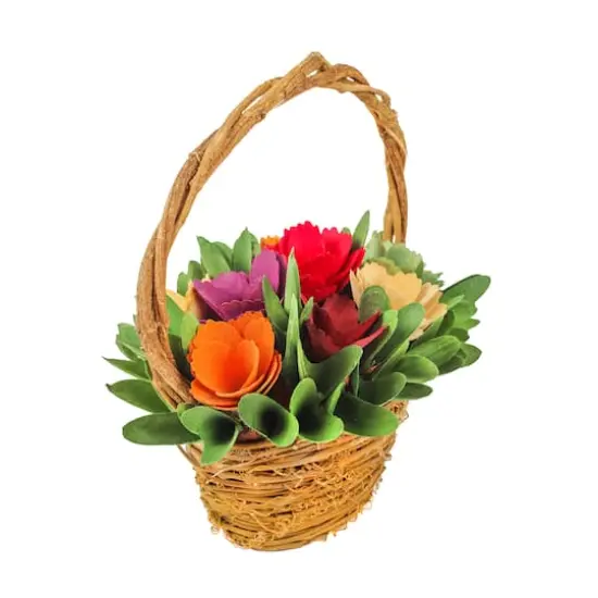 10" Multicolor Spring Floral Basket {5}