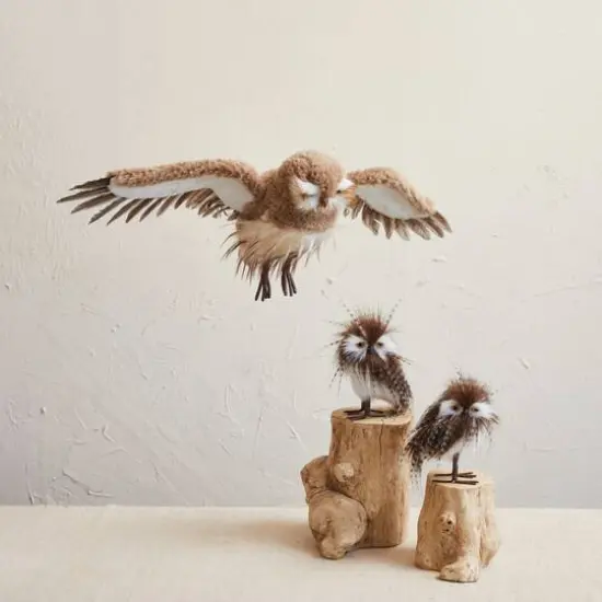 Hello Honey&reg; 10.75" Brown Faux Fur & Feather Flying Owl Ornament {7}