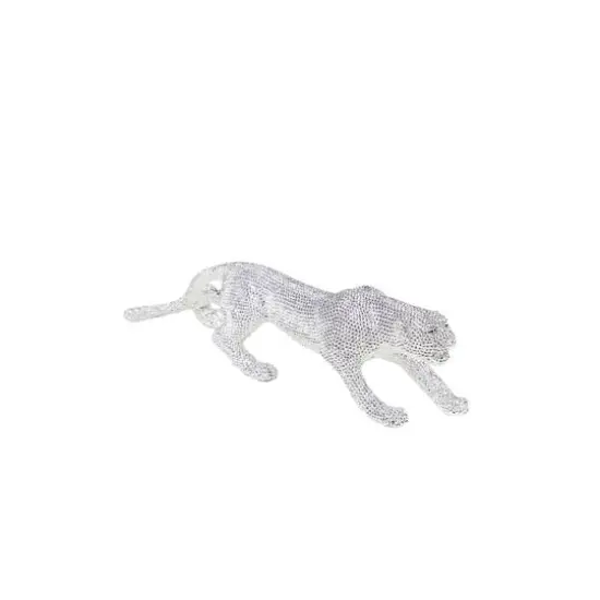 23" Silver Glam Leopard Sculpture {6}